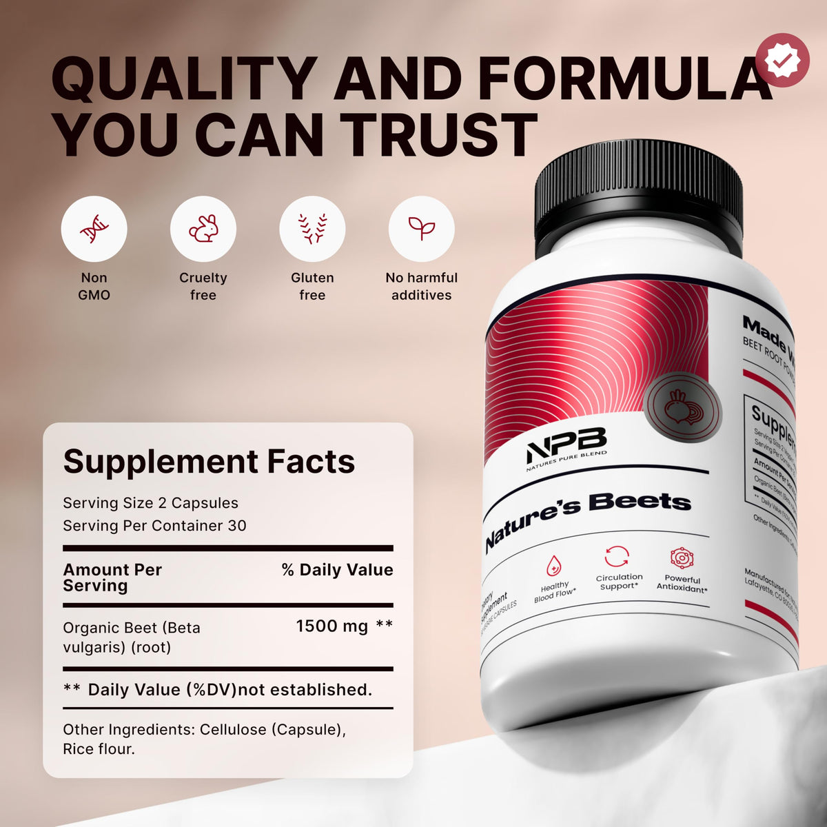Nature's Pure Blend Organic Beet Root Powder Capsules - 60 Count - image 5