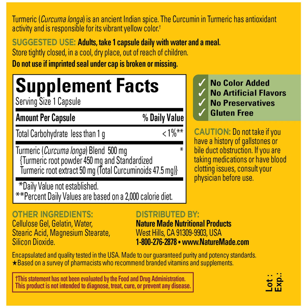 Amazon Pharmacy Nature Made Turmeric 500 mg - 1 Capsules - image 2