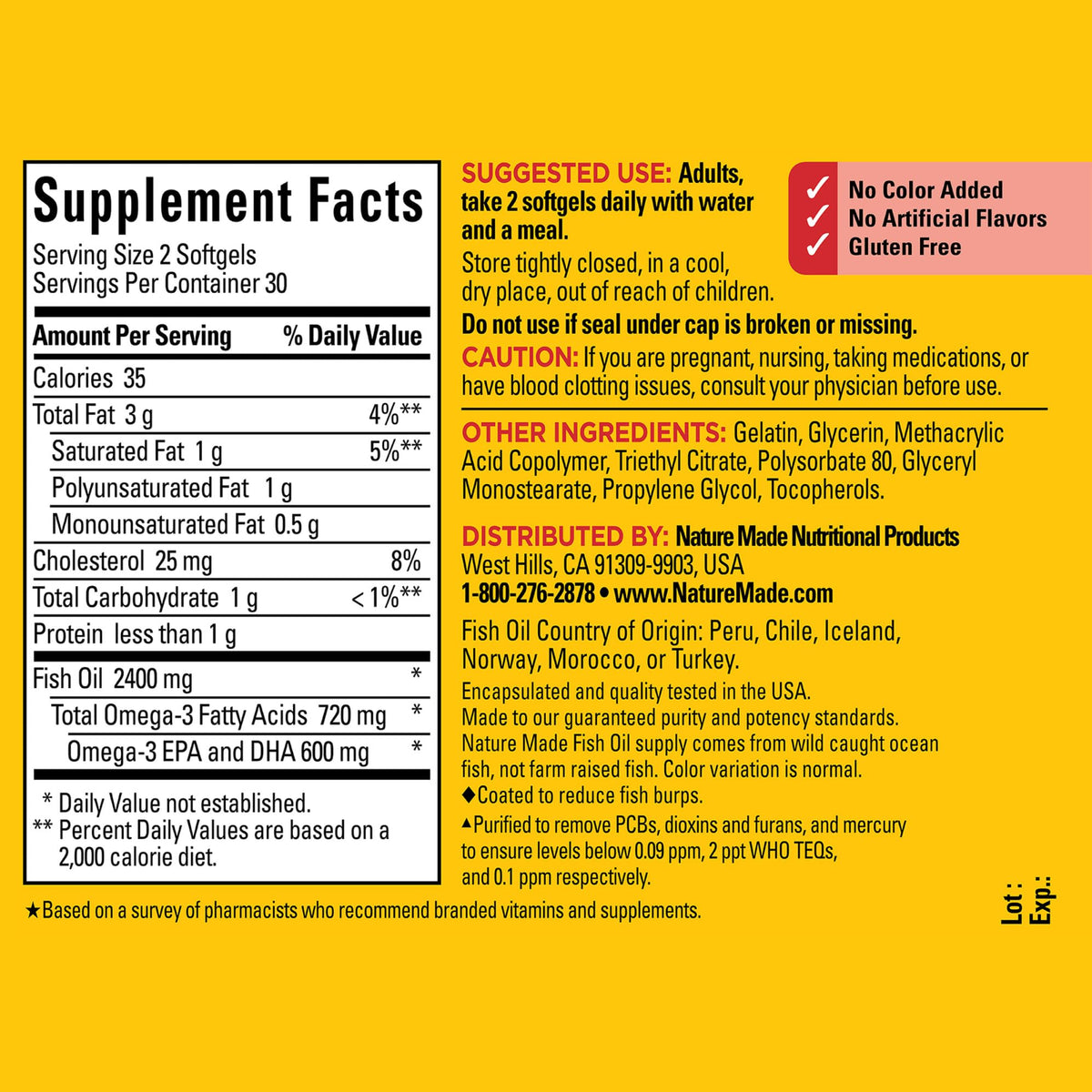 Nature Made Burp-Less Ultra Omega-3 from Fish Oil 1400 mg Softgels
