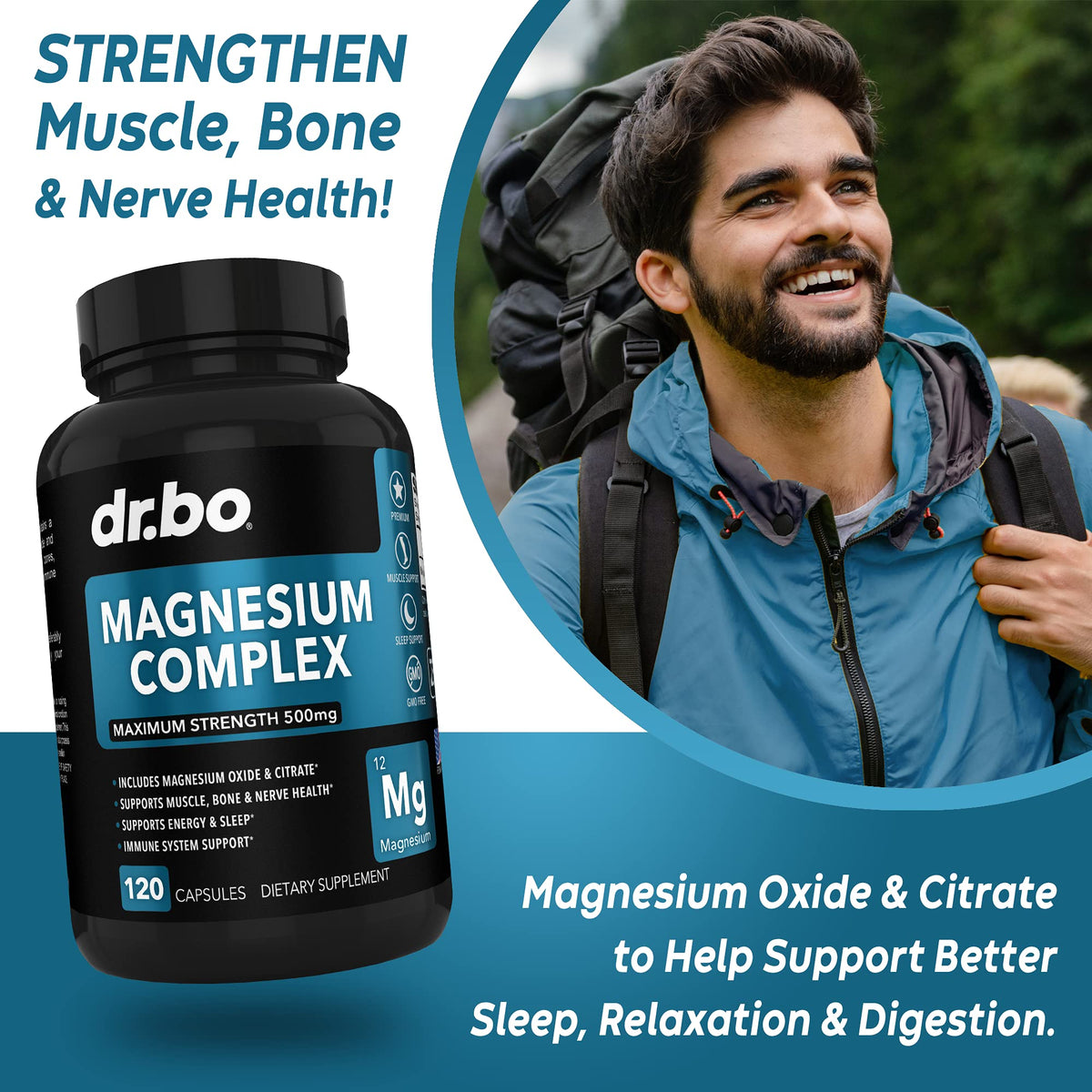DR. BO Magnesium Complex Supplement 500mg - 120 Capsules - image 3