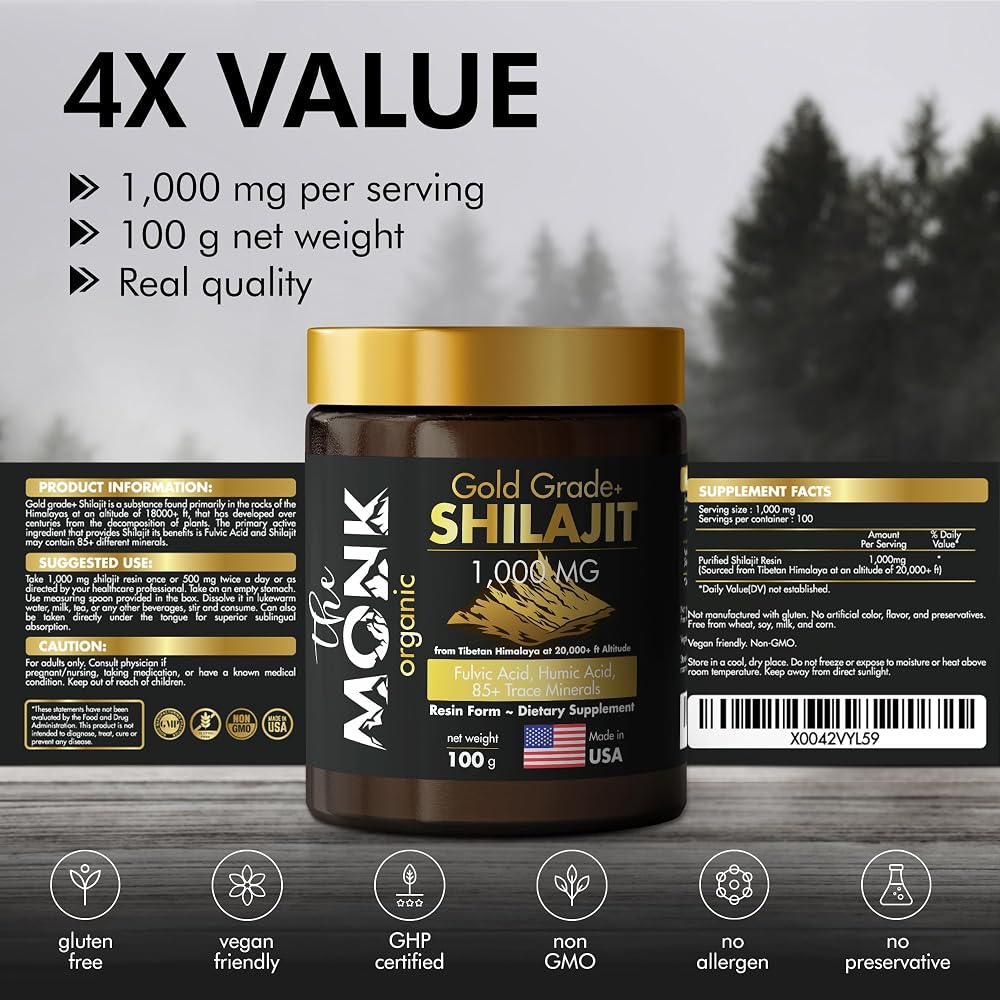 THE MONK Organic Himalayan Shilajit Resin 1000 mg - 100g - image 3
