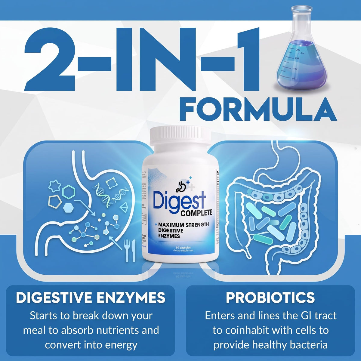Instant Brands Digest Complete 2-in-1 Probiotic Digestive Enzymes - 60 Capsules - image 4
