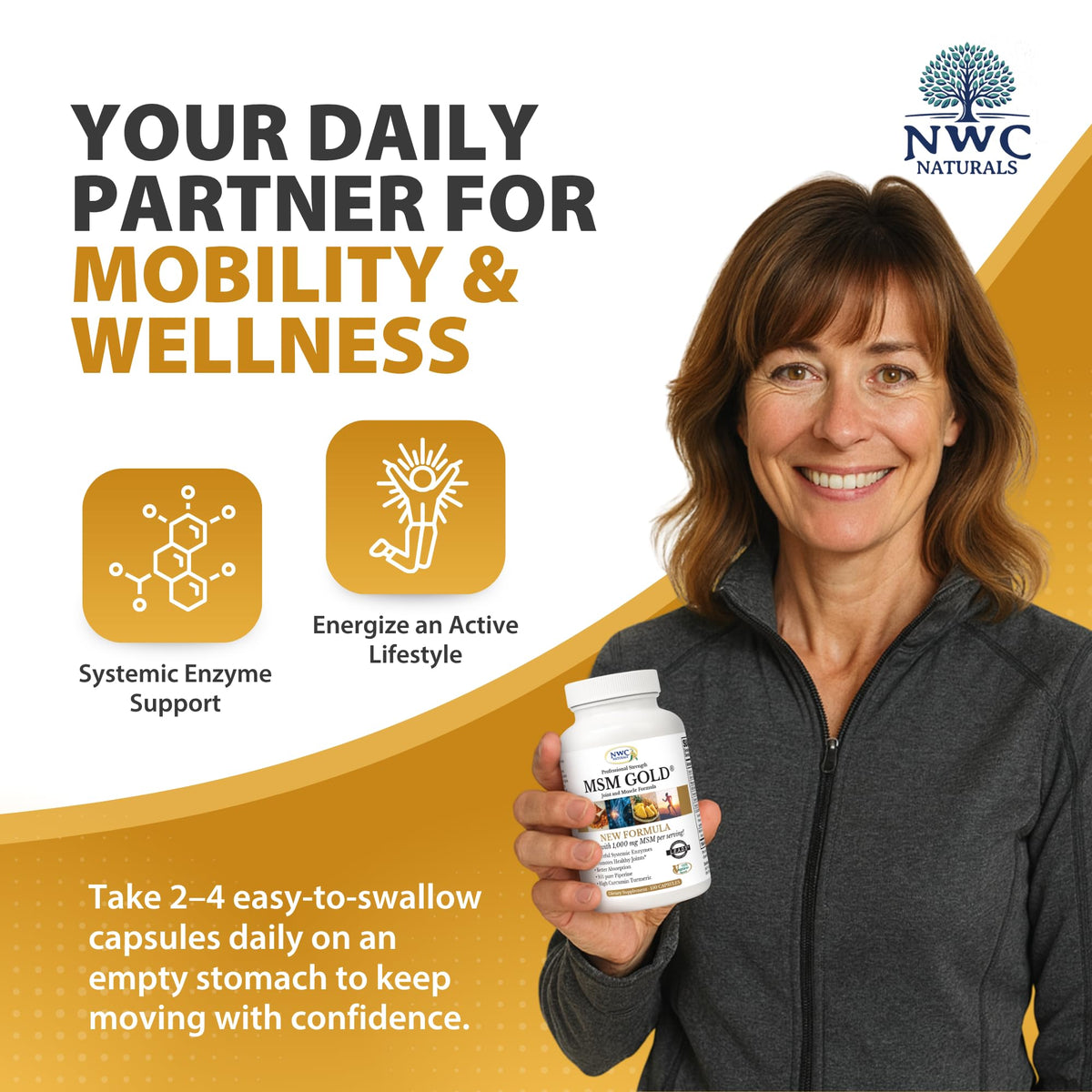 NWC Naturals MSM Gold 1000 mg Joint Support - 150 Capsules - image 3