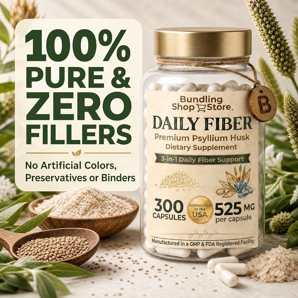Fusion Shop Store Daily Fiber Psyllium Husk Capsules - 300 Count - image 2