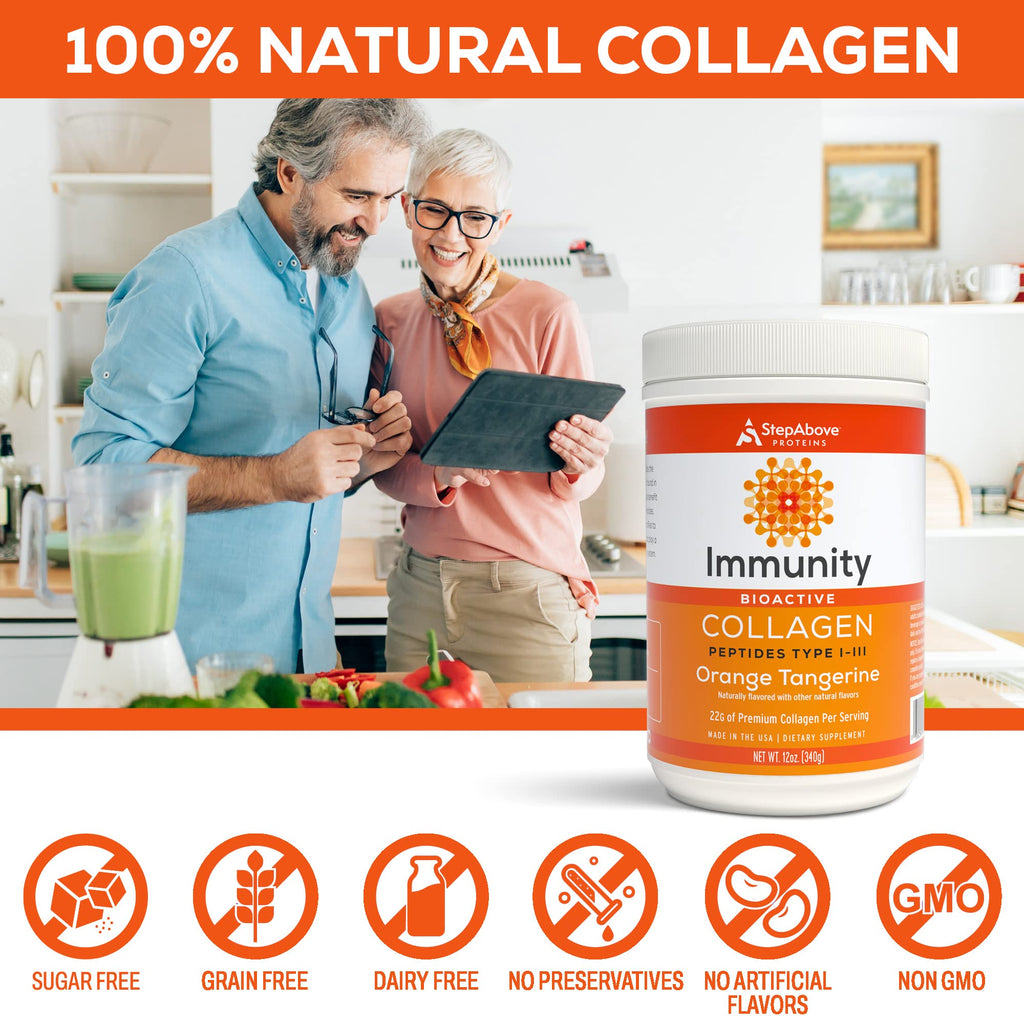 Step Above Proteins Immunity Collagen Peptides Orange Tangerine - 12 Oz - image 2