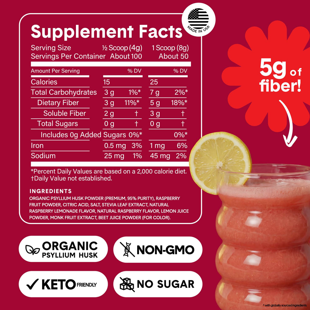 Bellway Super Fiber + Fruit, Organic Psyllium Husk Powder, Sugar-Free