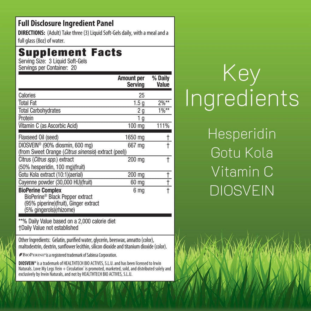 Irwin Naturals Love My Legs - 60 Liquid Softgels - Supports Health