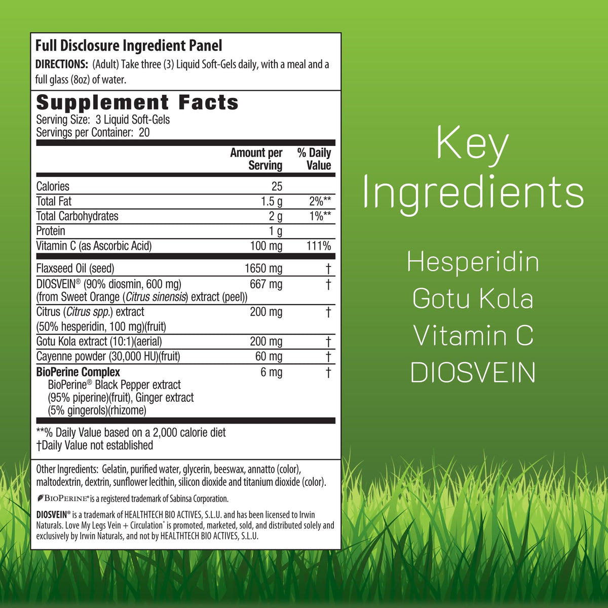 Irwin Naturals Love My Legs - 60 Liquid Softgels - Supports Health