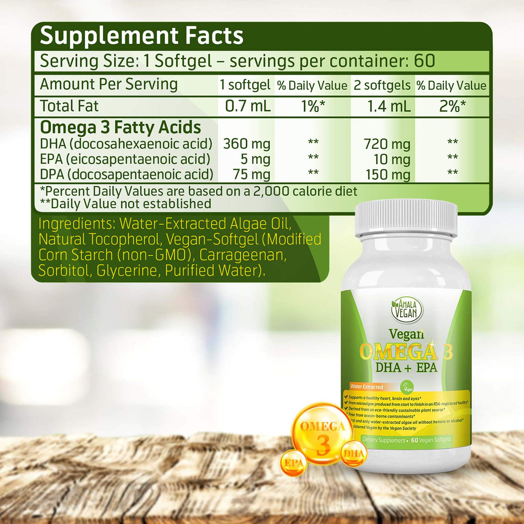 Amala Vegan Omega-3 Algae Oil DHA EPA - 60 Softgels - image 7
