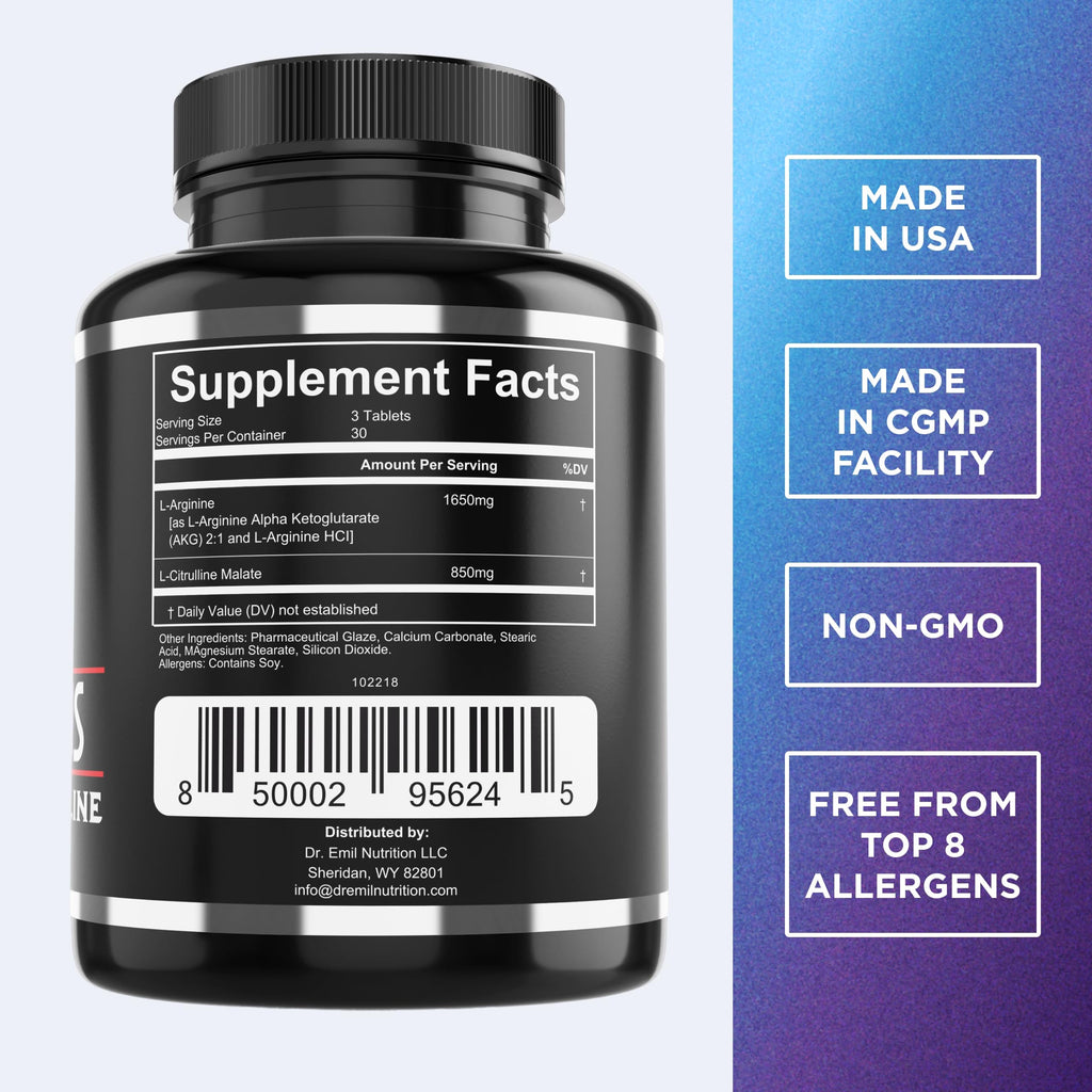 DR. EMIL NUTRITION Dr Emil's L Arginine - Nitric Oxide Supplement