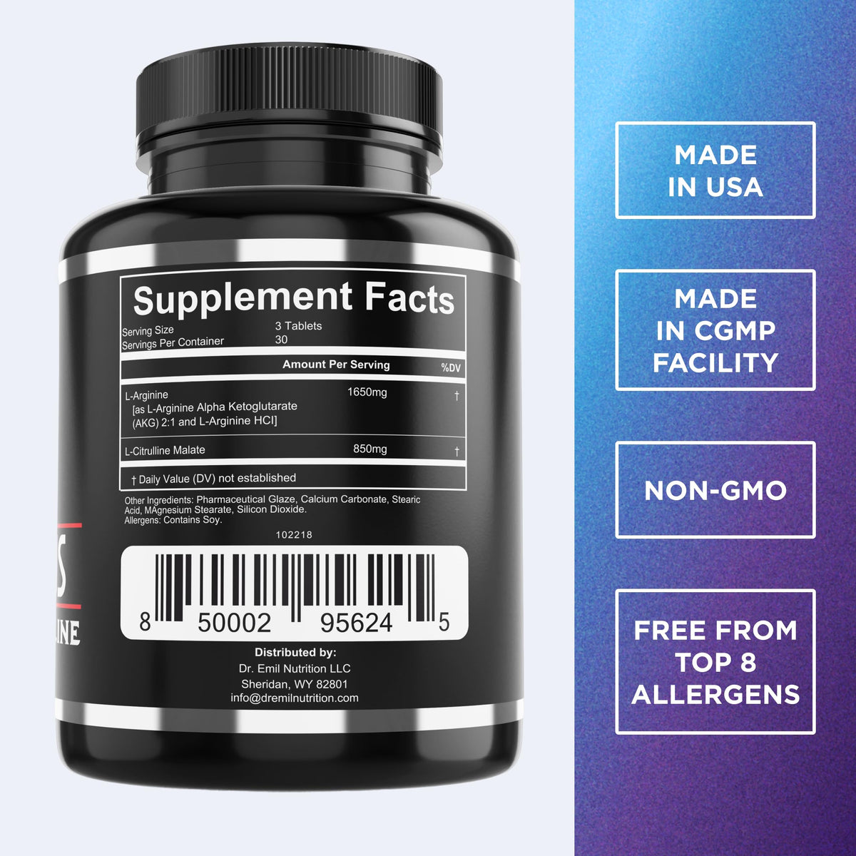 DR. EMIL NUTRITION Dr Emil's L Arginine - Nitric Oxide Supplement