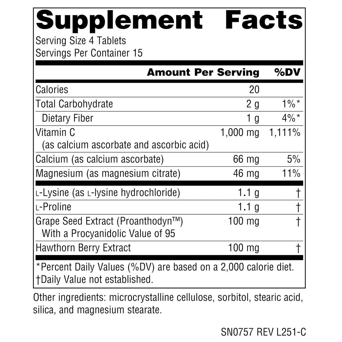 Source Naturals L-Proline & L-Lysine 550mg - 60 Tablets - image 2