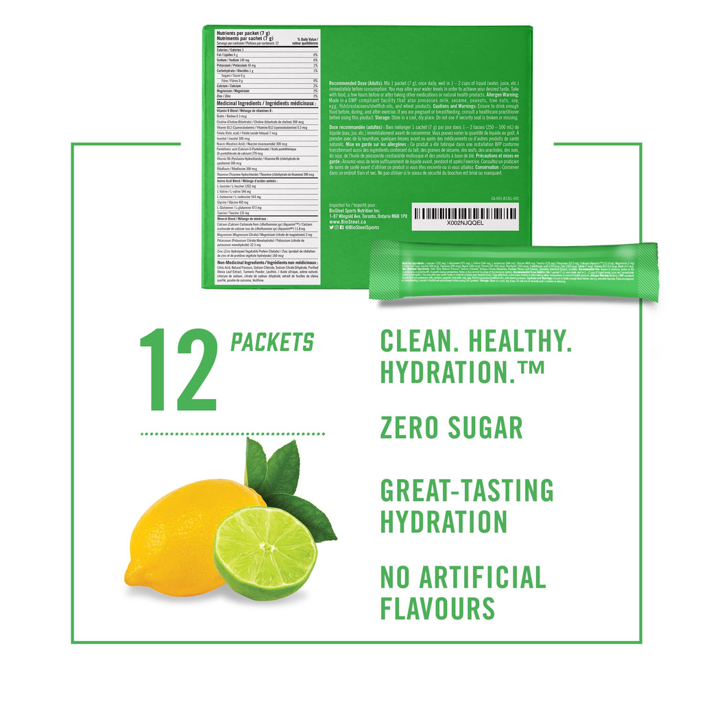 BioSteel Electrolyte Hydration Mix Lemon Lime - 12 Sticks - image 2