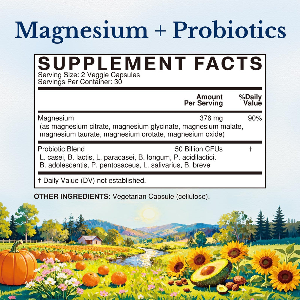 Vitalitown Magnesium Complex 376mg with Probiotics - 60 Capsules - image 2