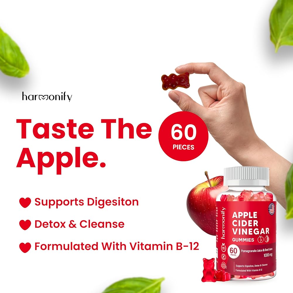 HARMONIFY Apple Cider Vinegar Gummies with B12 - 60 Gummies - image 6