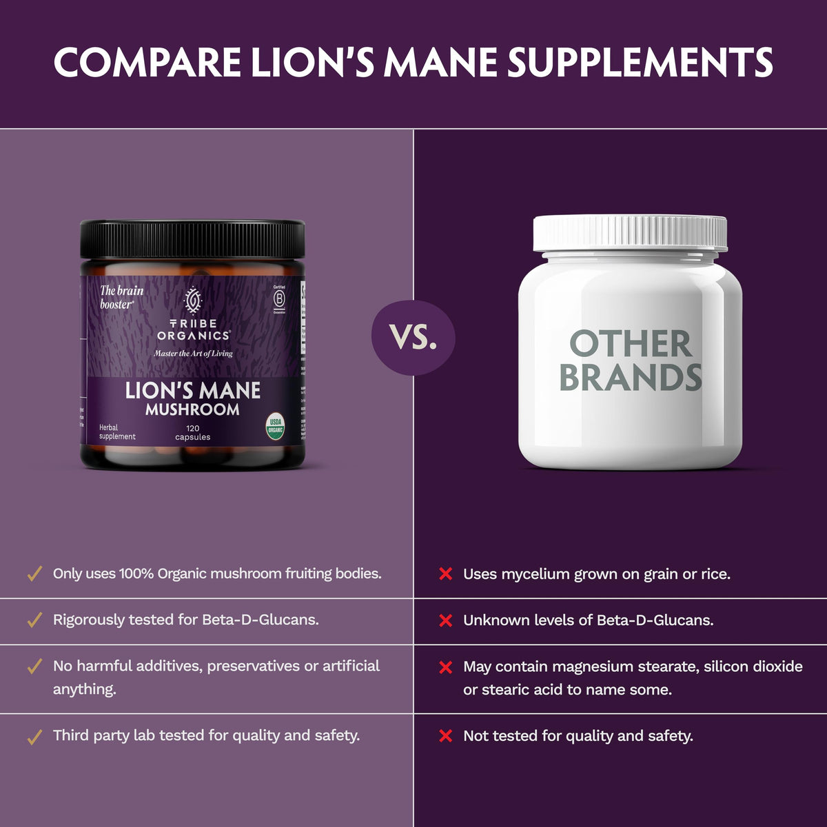 TRIBE ORGANICS Lion's Mane Supplement Capsules - 120 Count - image 5