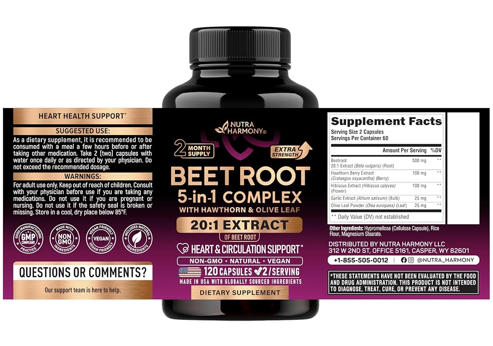 NUTRAHARMONY Beet Root Capsules - Healthy Blood Pressure Support
