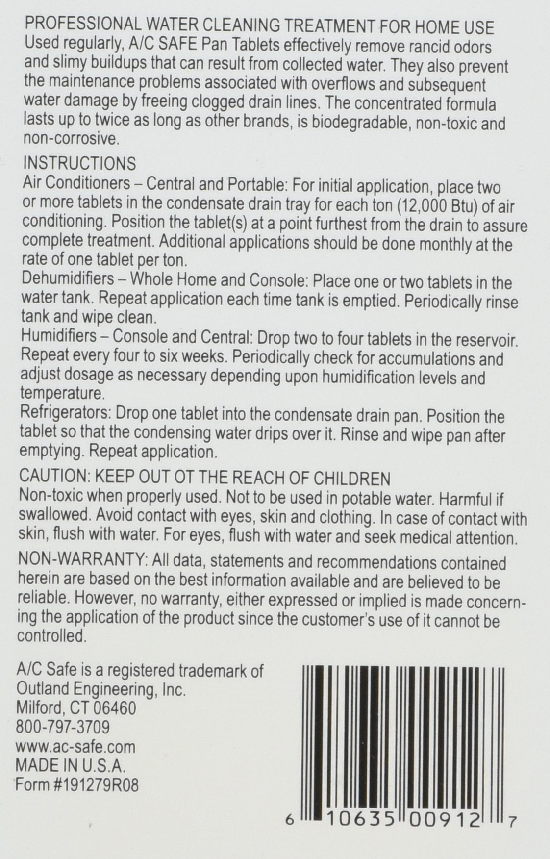 A/C Safe Outland Air Conditioner Pan Cleaner Tablets - 6 Count - image 2