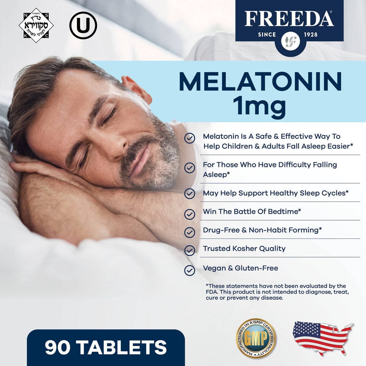 FREEDA Melatonin 1 mg Sugar-Free Chewable Tablets