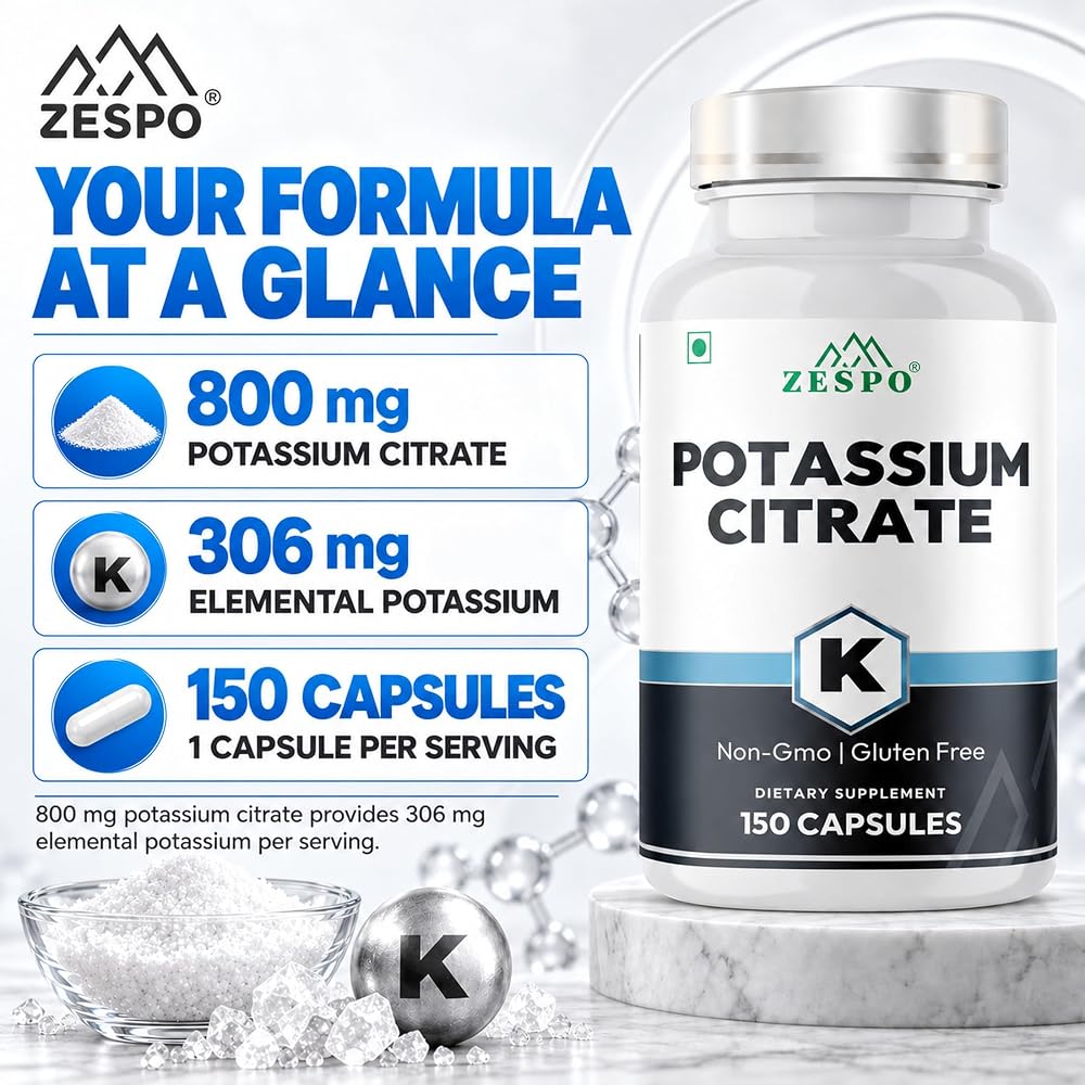 Zespo Potassium Citrate 800mg - 150 Vegetarian Capsules - image 2