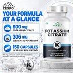 Zespo Potassium Citrate 800mg - 150 Vegetarian Capsules - image 2
