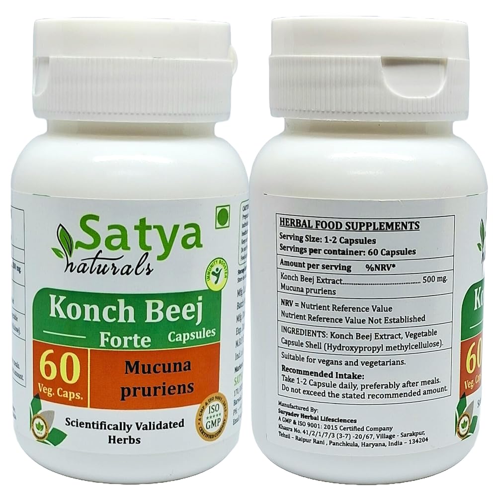 Satya Naturals Konch Beej Forte Capsules 500 mg. 60 Veg. Capsule