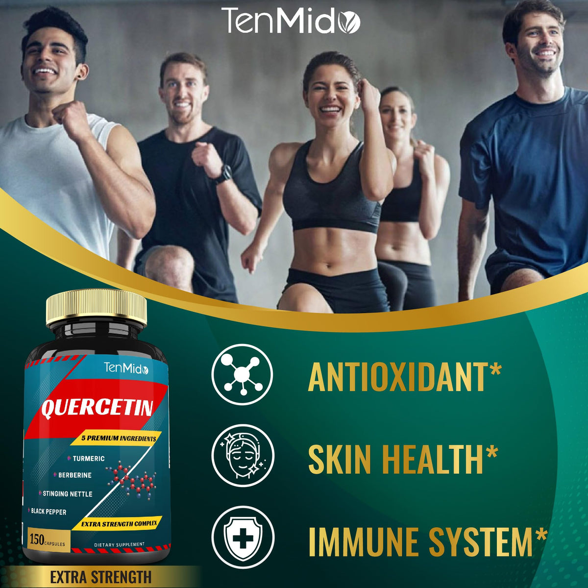 Tenmido Quercetin Supplements Immune & Heart Health - 150 Capsules - image 5