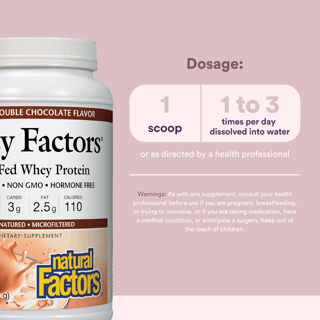 Natural Factors Grass Fed Whey Protein Powder Double Chocolate - 2 lb - image 3