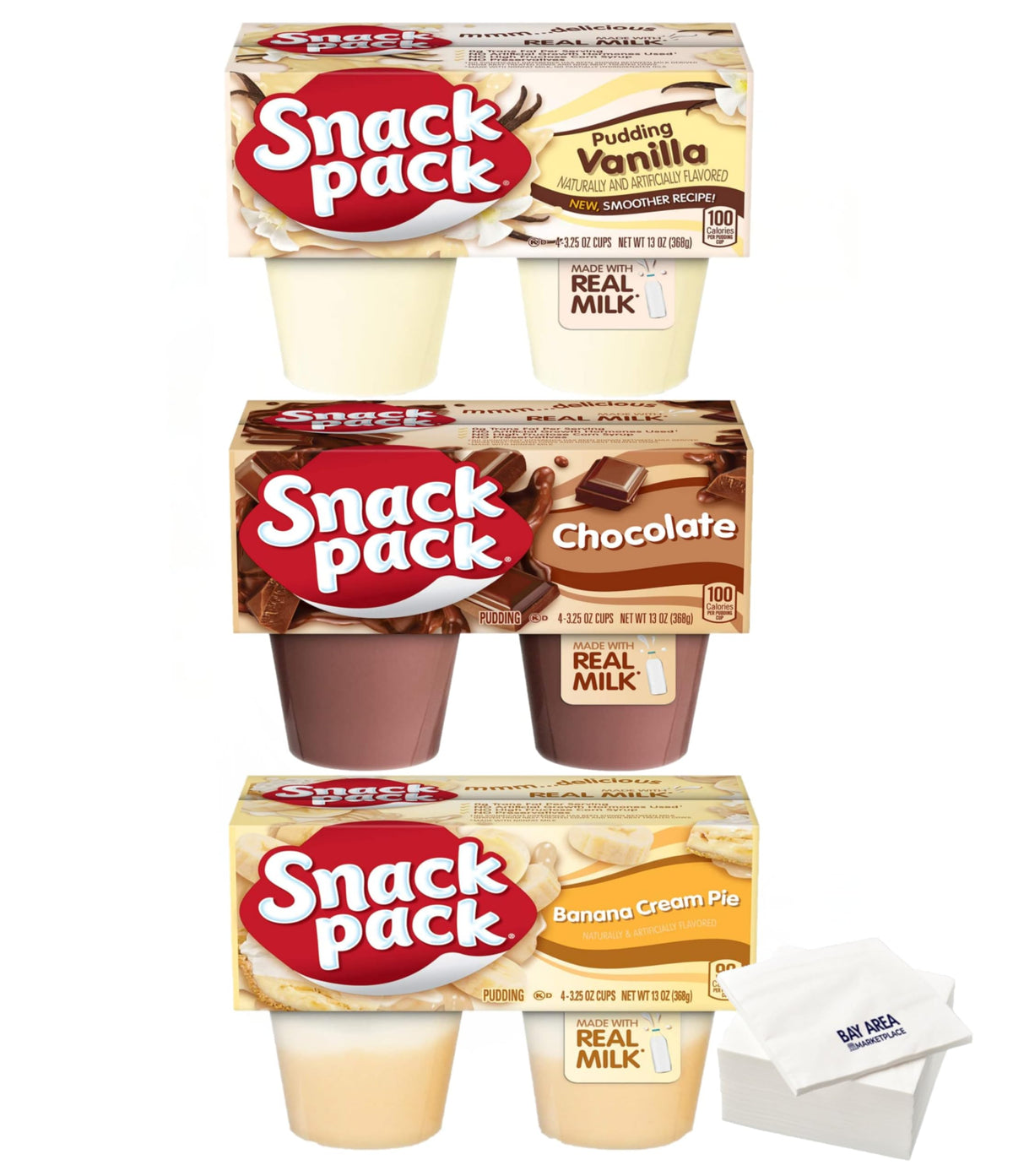 BAY AREA MARKETPLACE Snack Pack Pudding Cups Variety Pack - 12 Cups