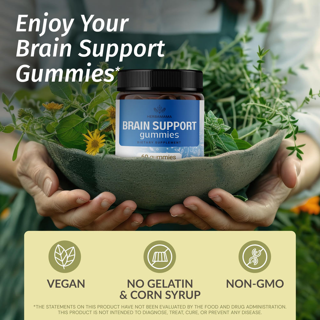 HERBAMAMA Brain Support Gummies with Ashwagandha & Bacopa - 60 Gummies - image 2