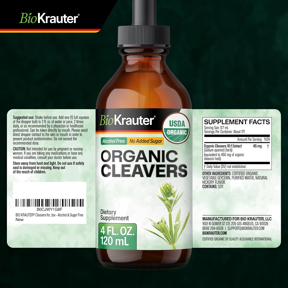 BIO KRAUTER USDA Organic Cleavers for Lymphatic Drainage & Detox - image 9