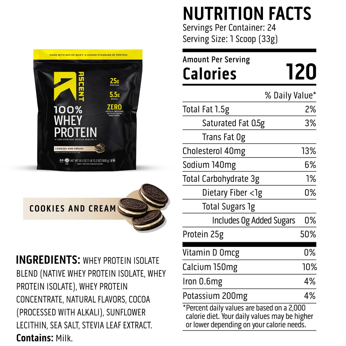 Ascent Whey Protein Powder - Post Workout Whey Protein Isolate