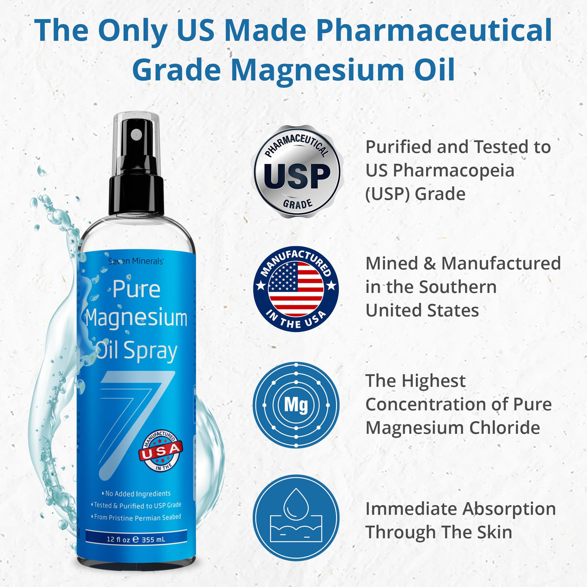 Seven Minerals Magnesium Oil Spray for Sleep & Relaxation - 12 oz - image 2