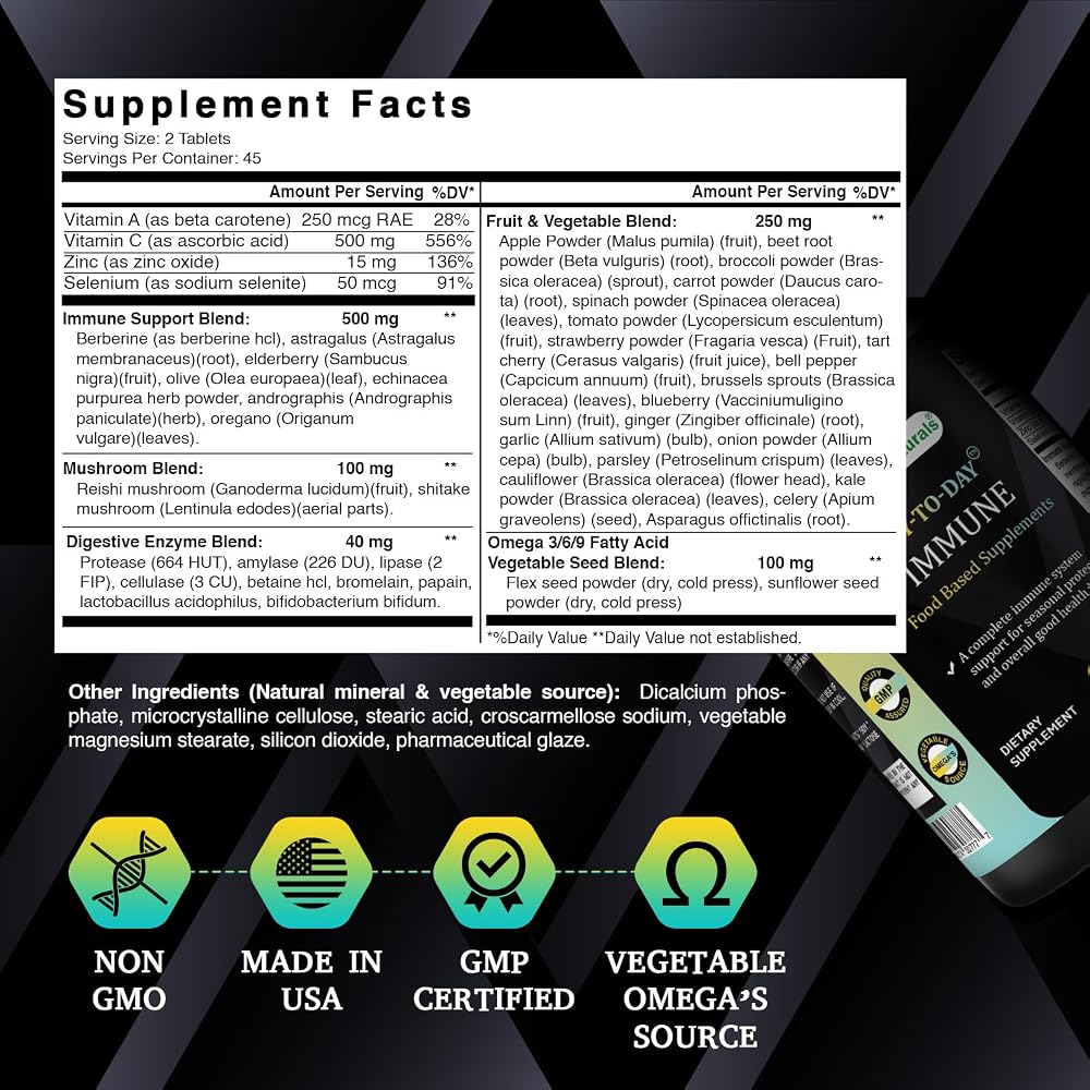 Best Naturals Day-to-Day Immune Food-Based Supplements - 90 Tablets - image 2