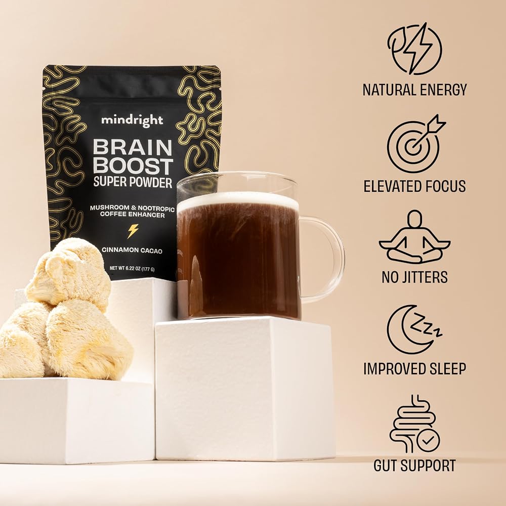 mindright Brain Boost Mushroom Coffee Enhancer Powder - 30 Servings - image 4