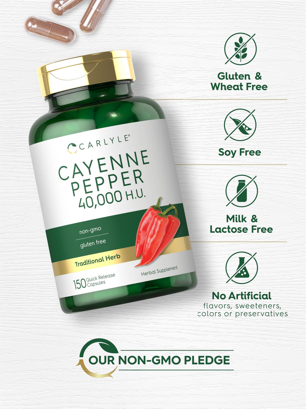 Carlyle Cayenne Pepper Capsules 40,000 HU - 150 Count - image 5