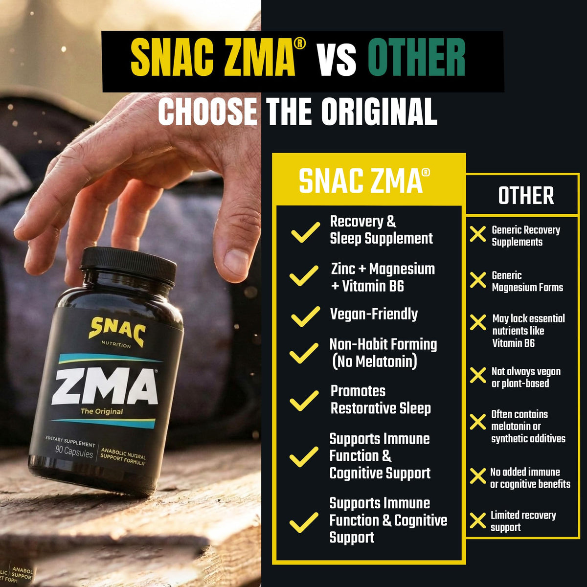 SNAC ZMA Sleep & Muscle Recovery - 90 Vegetarian Capsules - image 4