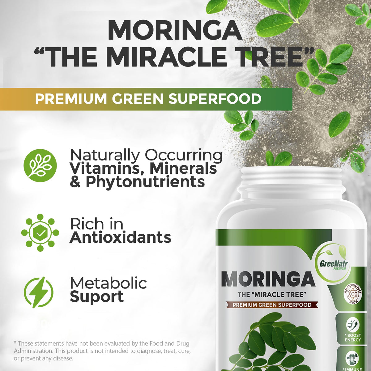 GreeNatr Ginkgo Biloba Panax Ginseng Moringa Capsules - 120 Count - image 4