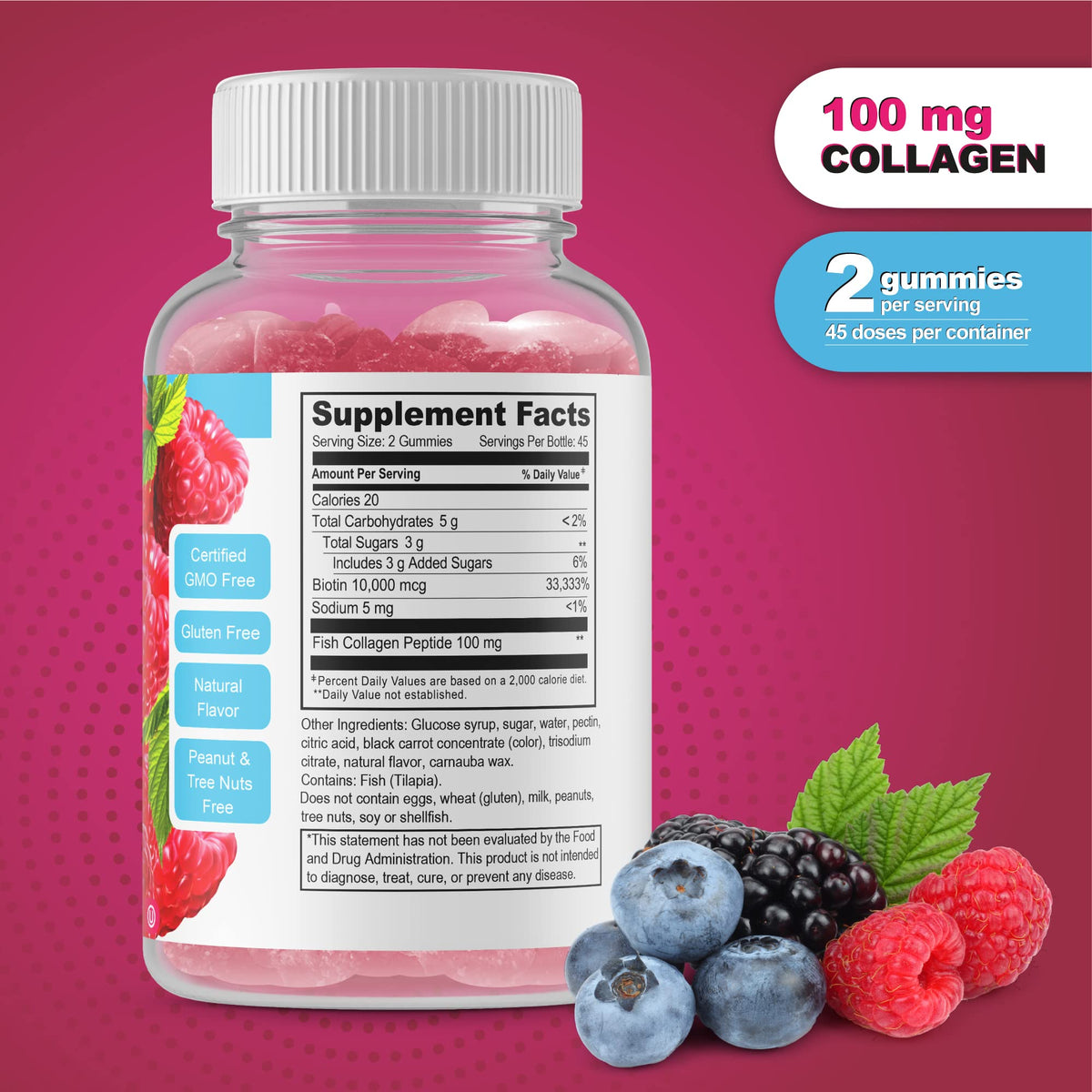 DOCTORS FINEST Collagen and Biotin 10000mcg Gummies - 90 Gummies - image 2