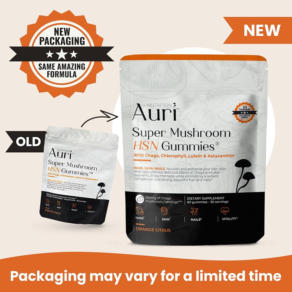 Auri Super Mushroom HSN Gummies for Hair, Skin & Nails - 60 Gummies - image 2