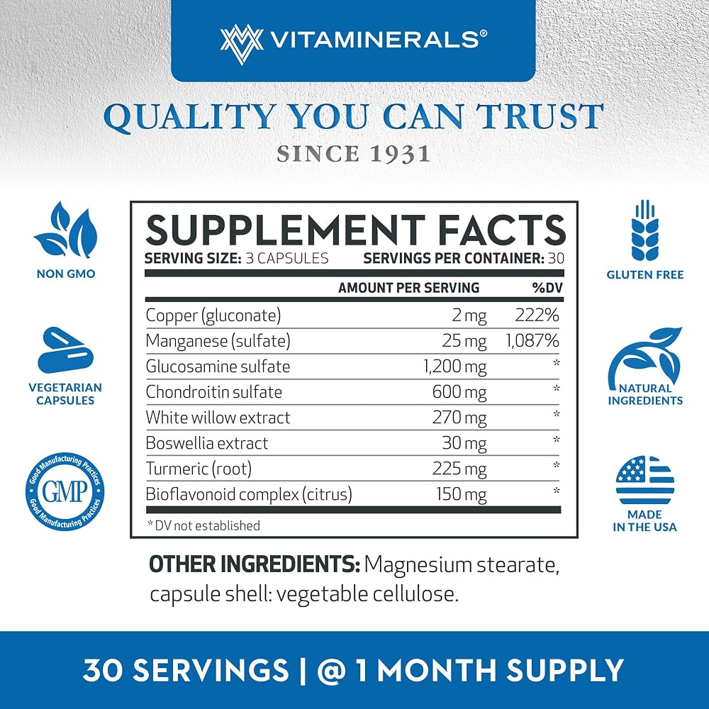 Vitaminerals 128 Glucosamine Chondroitin Complex - 180 Vegetarian Capsules - image 2