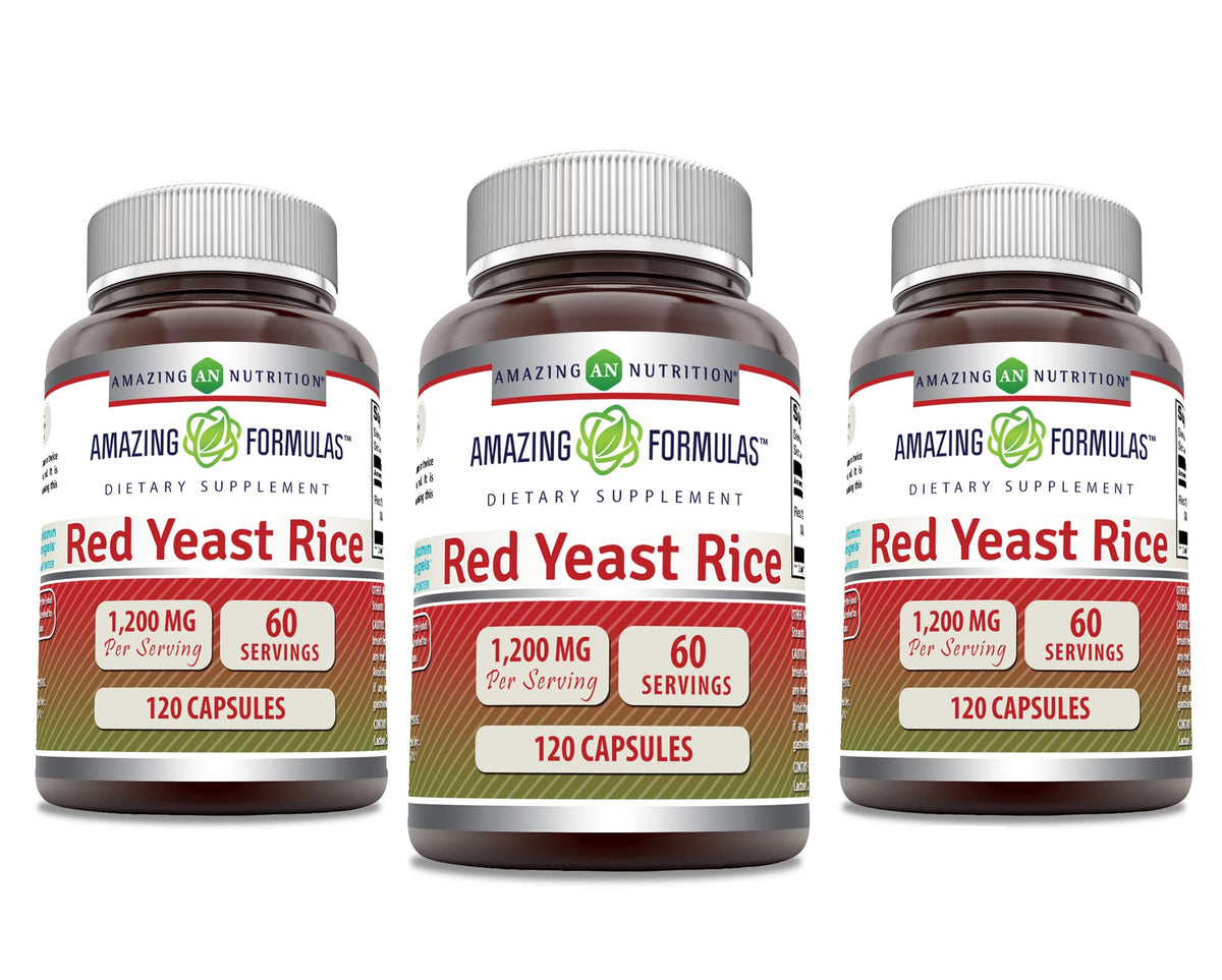 Amazing Formulas Red Yeast Rice 1200mg Per Serving Capsules Supplement