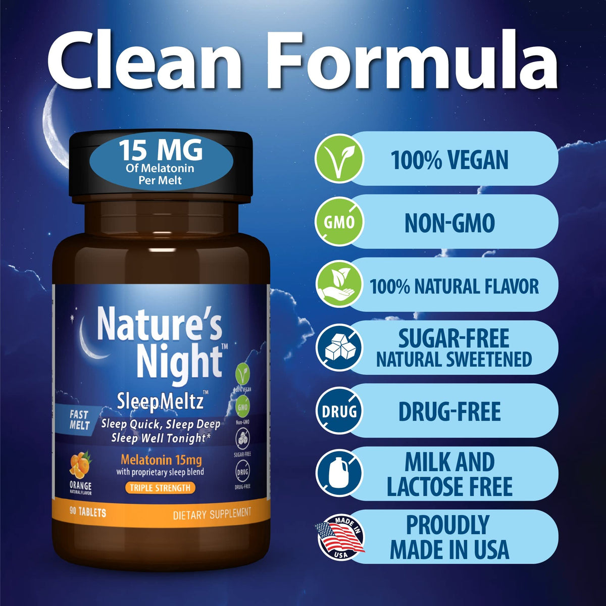 Nature's Night Melatonin 15mg Triple Strength Sleep Support - 90 Tablets - image 4