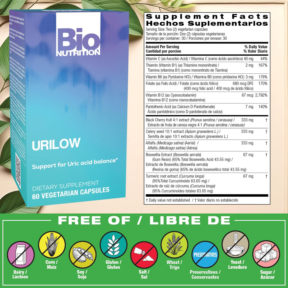 Bio Nutrition Urilow Urinary Tract Health - 60 Vegetarian Capsules - image 2