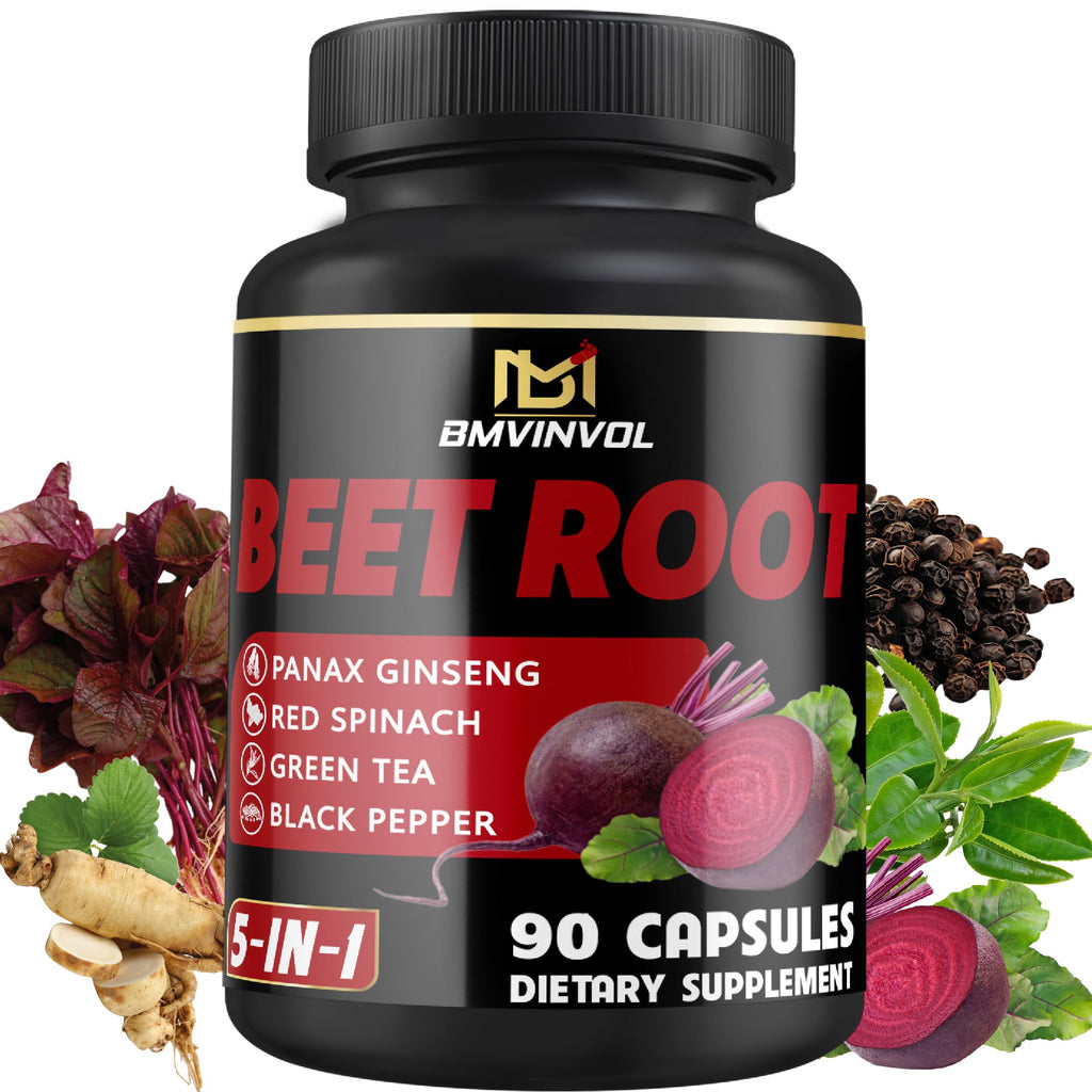BMVINVOL Beet Root Capsules with Green Tea & Ginseng - 90 Capsules