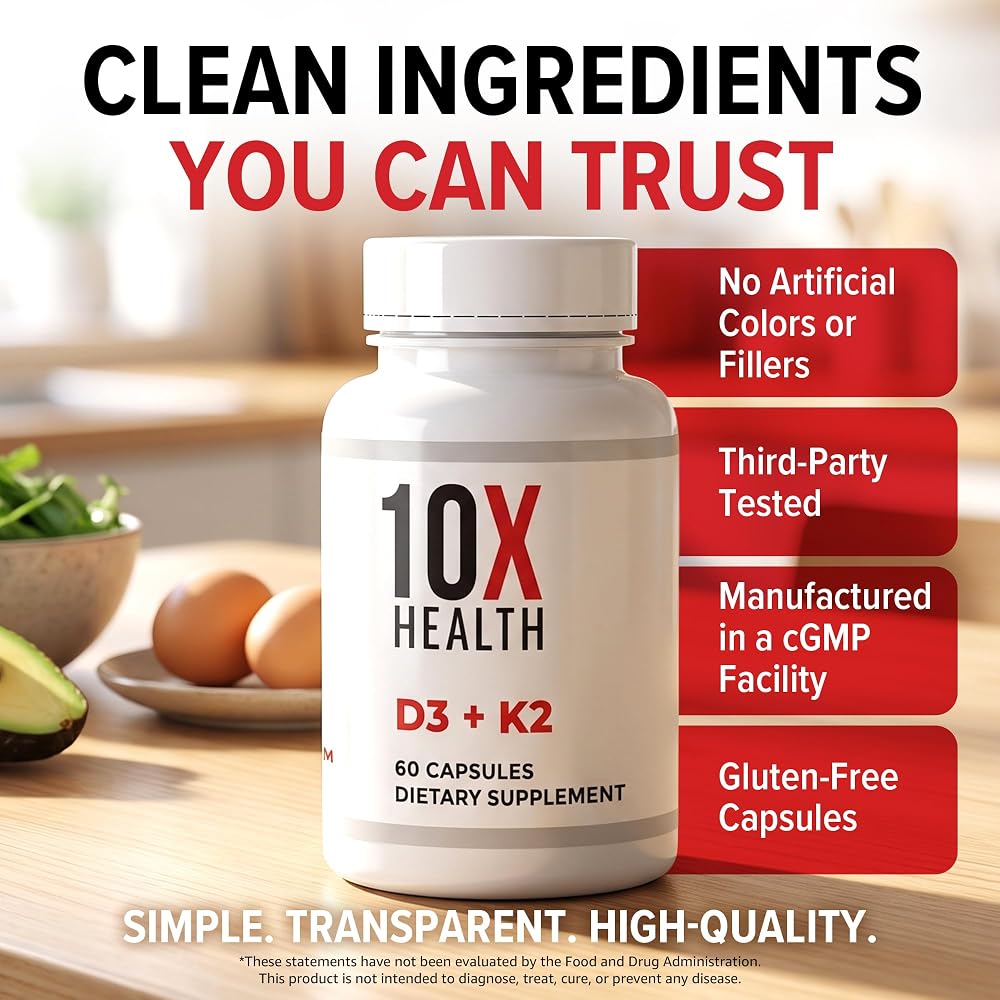 10X Health Vitamin D3 K2 5000 IU with MK7 - 60 Capsules - image 8
