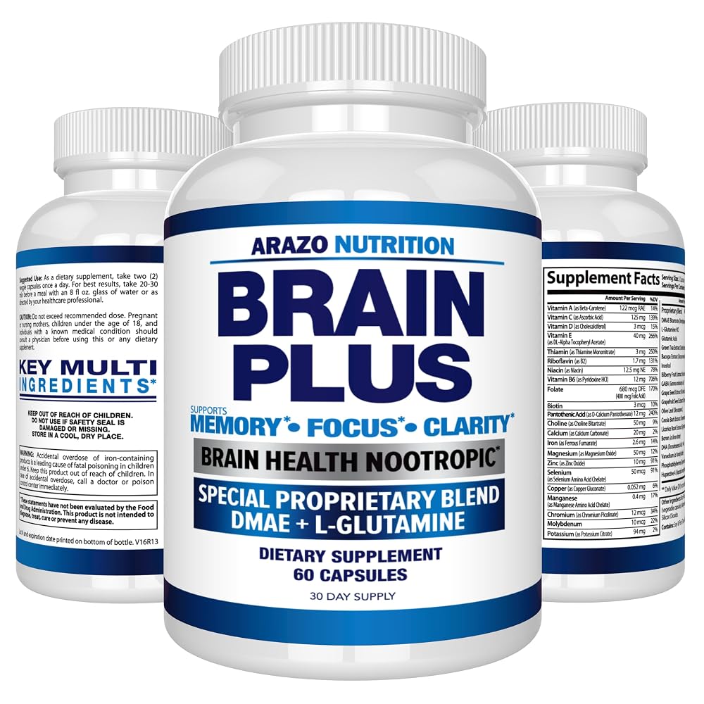Arazo Nutrition Brain Function Supplement Memory & Focus - 60 Capsules - image 6