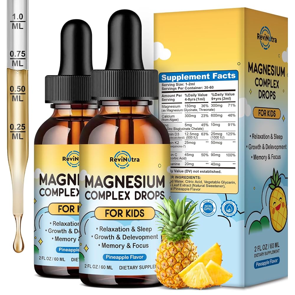 ReviNutra Kids Magnesium Glycinate Liquid Drops, Magnesium for Kids
