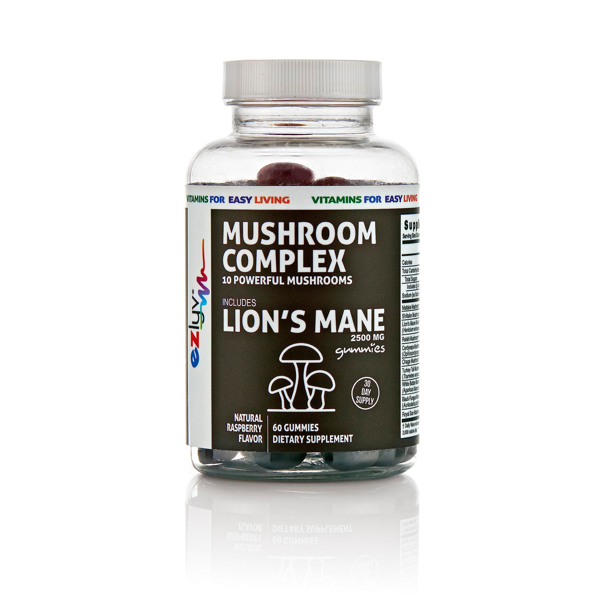 Ezlyv Lions Mane Mushroom Gummies 10-in-1 Blend - 60 Gummies