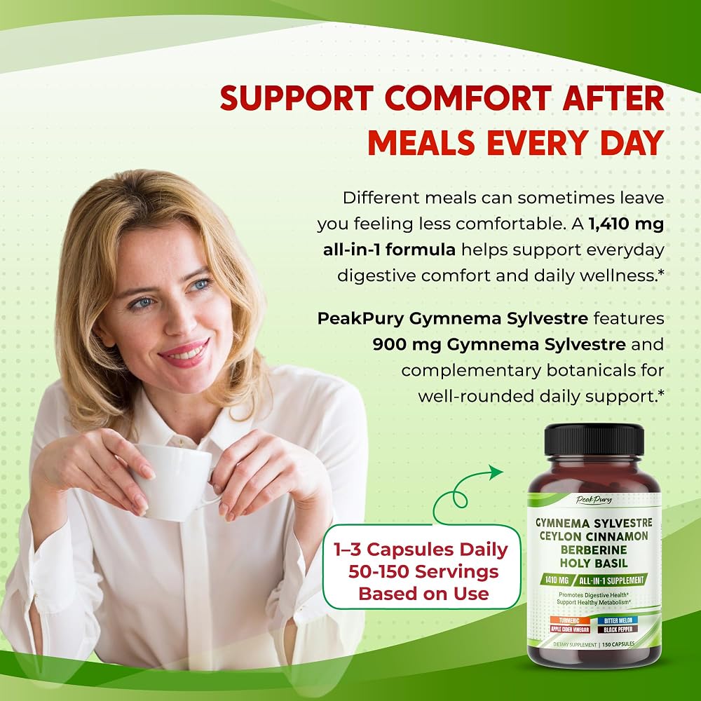 PeakPury Gymnema Sylvestre 1470mg with Berberine - 150 Capsules - image 2